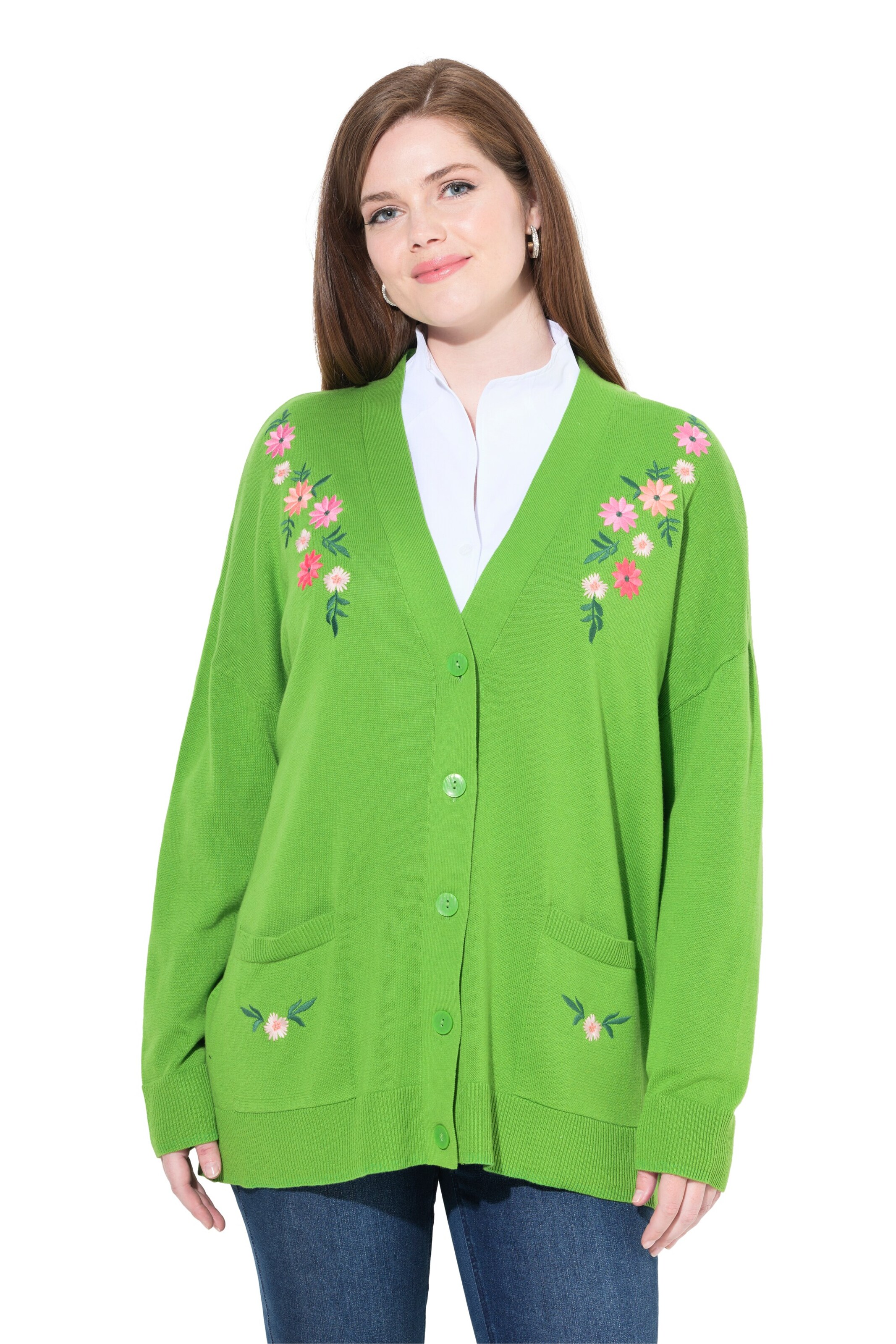 Ulla Popken Strickjacke in Grün: Vorderseite