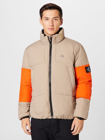 Calvin Klein Jeans Winter Jacket in Beige: front