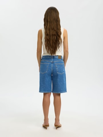 SELECTED Wide Leg Shorts in Blau