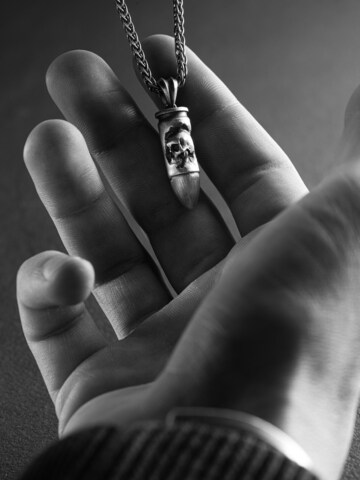 REYTEL Obeski 'BULLET. MEMENTO MORI' | srebrna barva