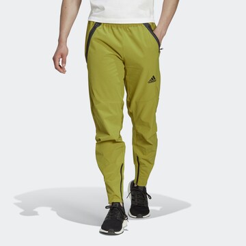 ADIDAS SPORTSWEAR Tapered Workout Pants 'Designed for Gameday' in Green: front