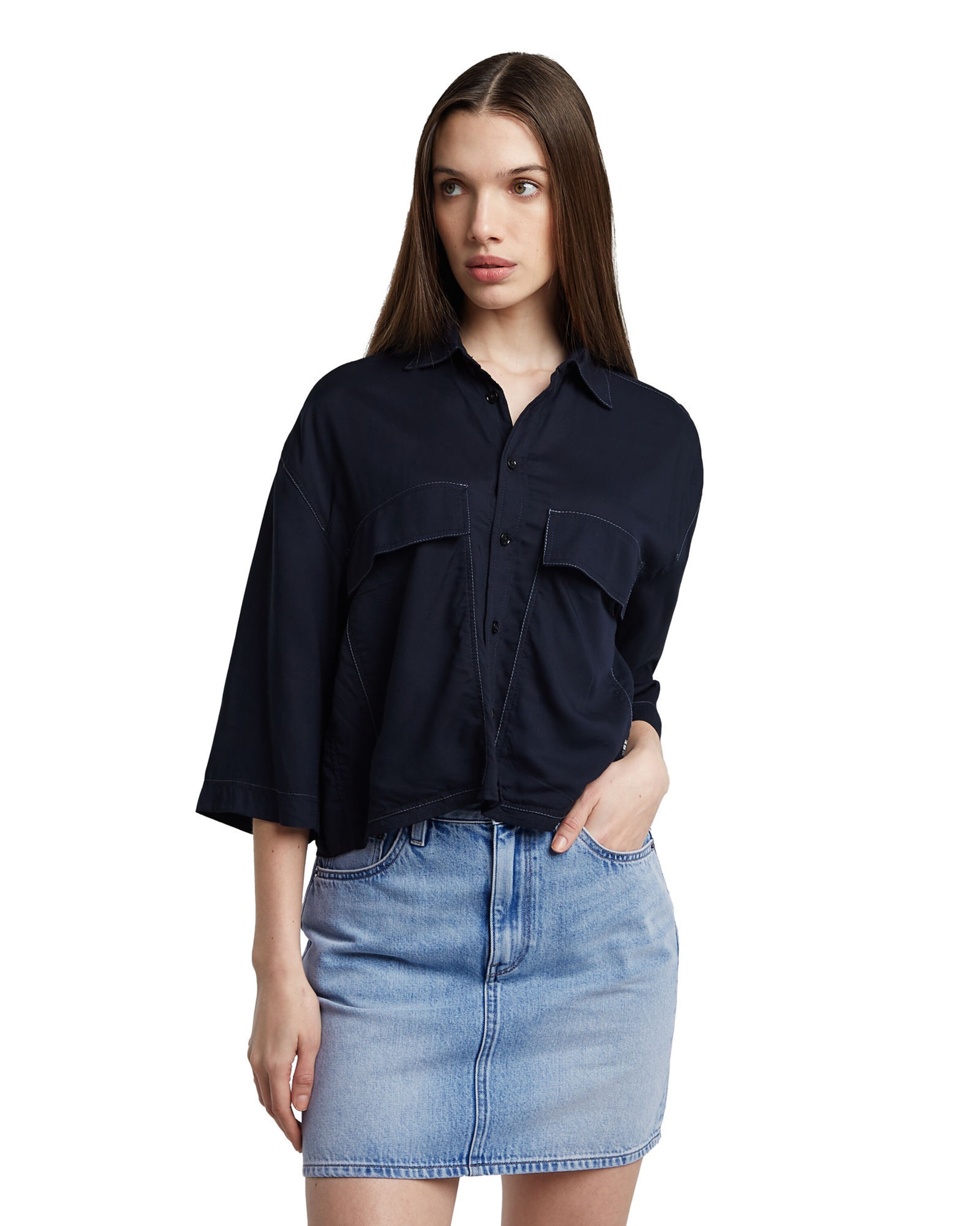 G-STAR Blouse 'Boxy' in Blauw