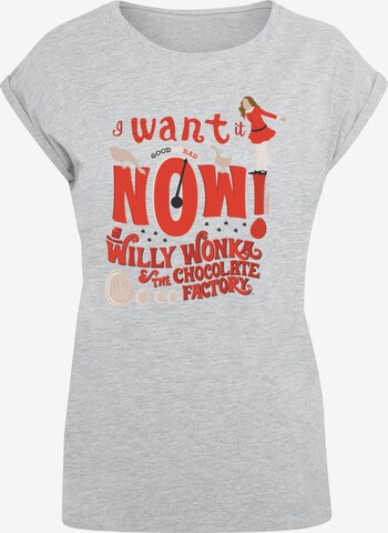 ABSOLUTE CULT Shirt 'Willy Wonka - Verruca Salt I Want It' in Grau: predná strana