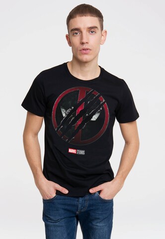 LOGOSHIRT Shirt 'Marvel - Deadpool & Wolverine' in Black: front