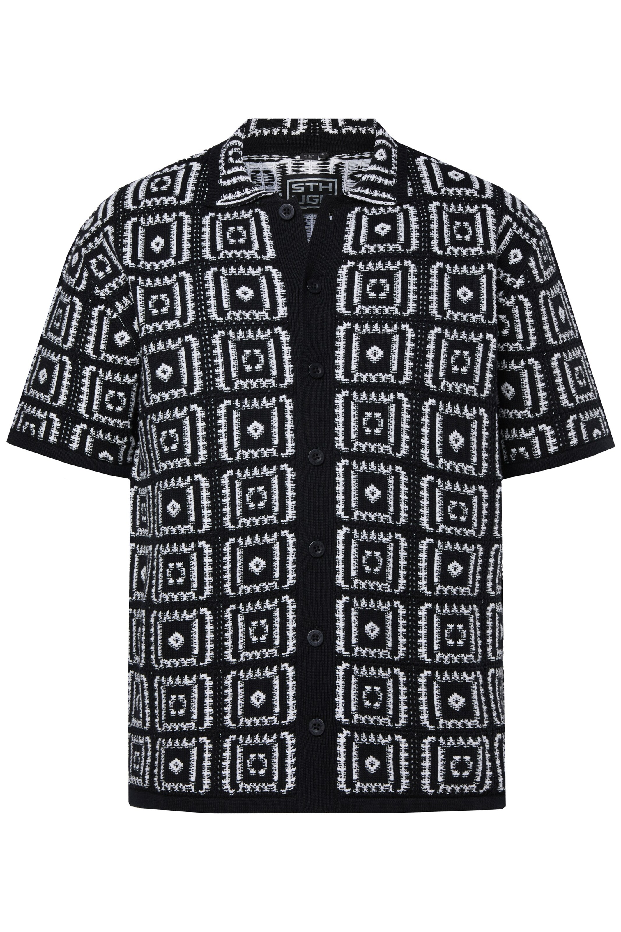 STHUGE Regular Fit Hemd in Schwarz: Vorderseite