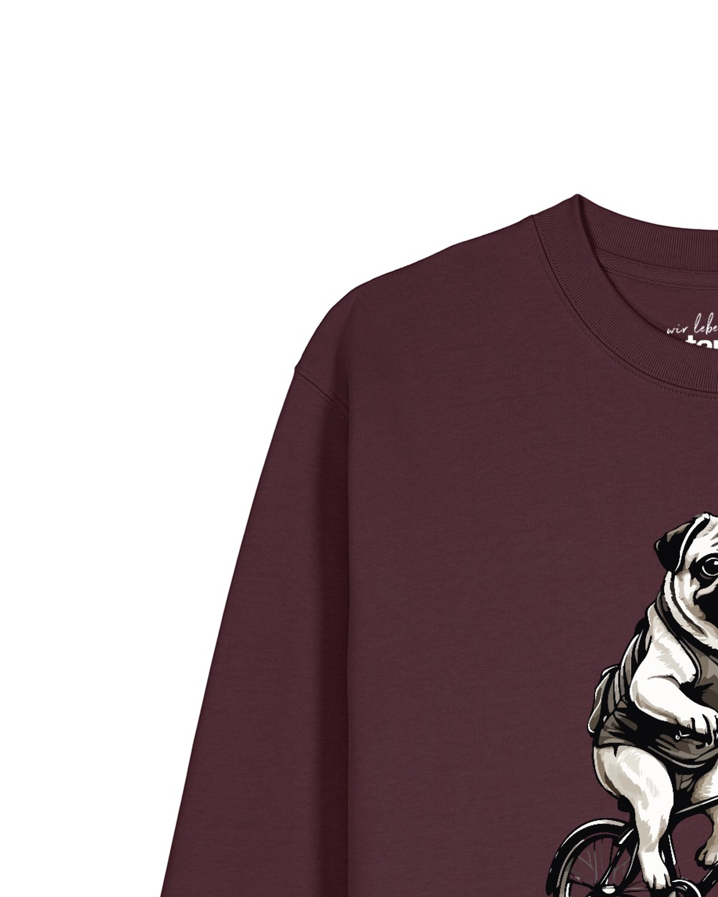 Watapparel Sweatshirt ' Mops auf Fahrrad ' in Red