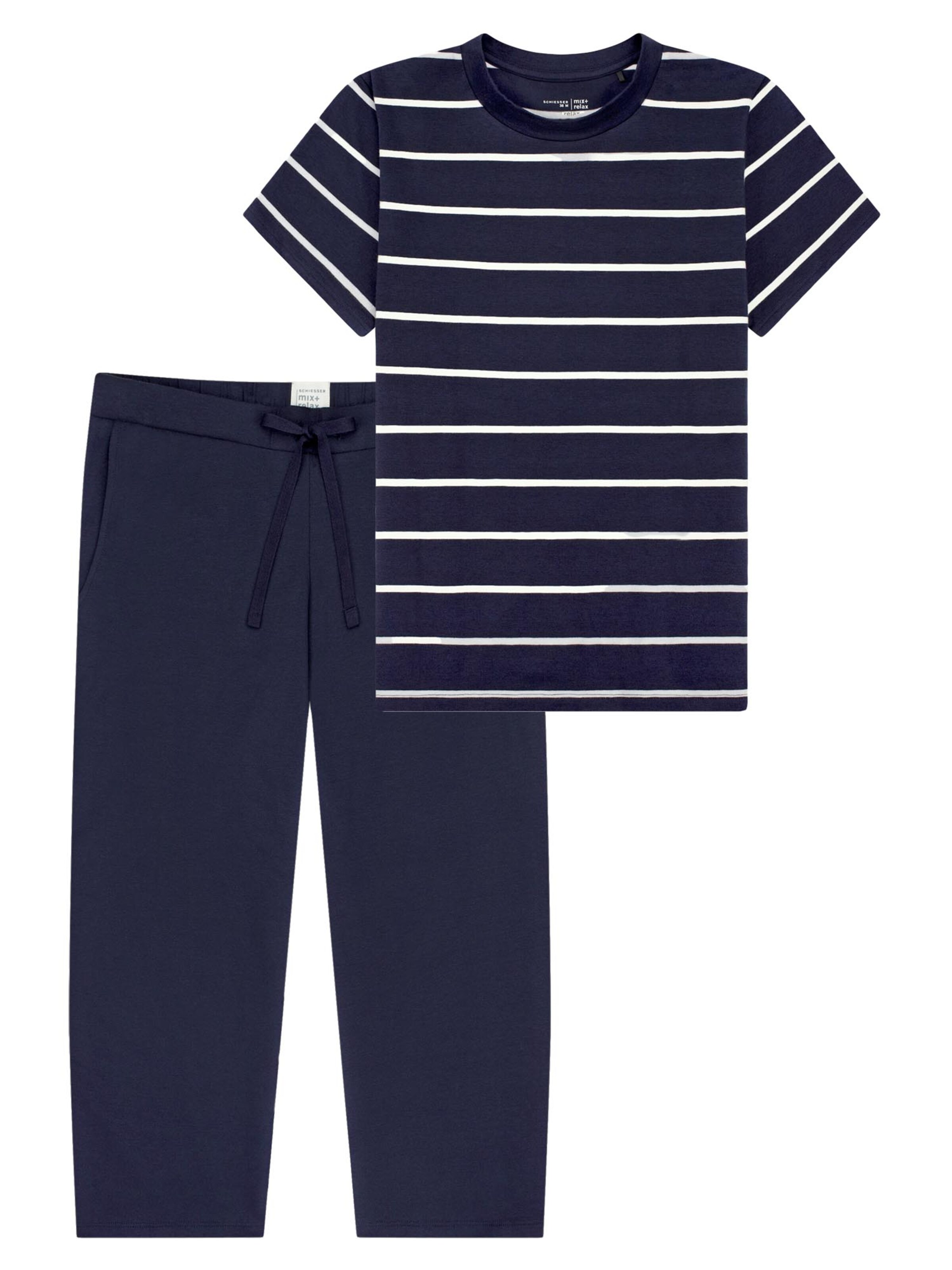 SCHIESSER Pajama 'Mix & Relax' in Blue: front