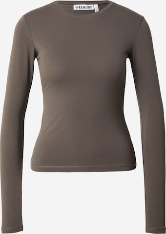 T-shirt WEEKDAY en marron : devant
