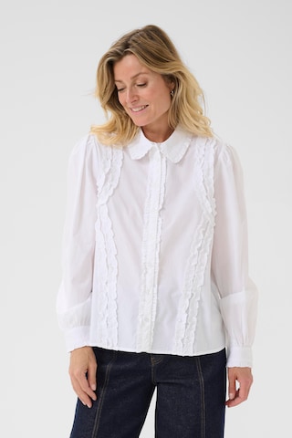 Chemisier 'Lau Frill' Cream en blanc : devant