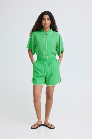 ICHI - Loosefit Calças 'IHLeni' em verde: frente