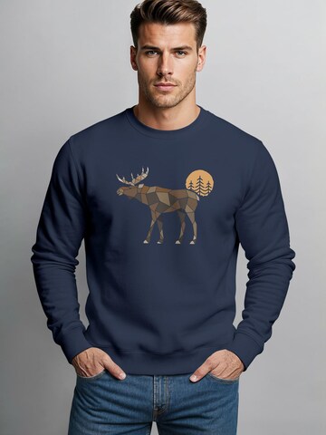 Neverless Sweatshirt 'Elch Polygon'‌‌‌ in Blau: Vorderseite