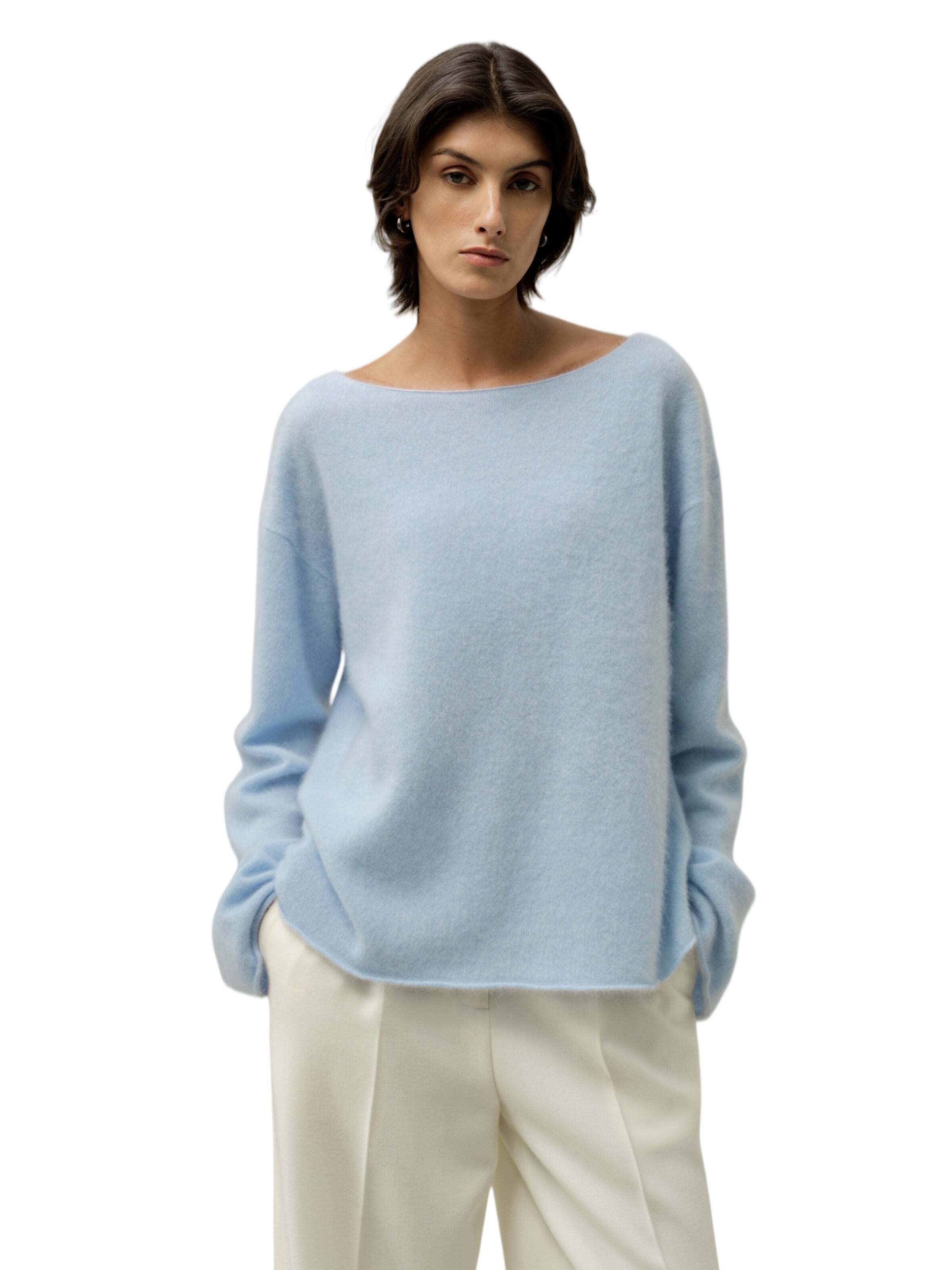 Lilysilk Pullover 'Bootneck-Pullover aus gebürstetem Kaschmir'‌‌‌‌‌‌ in Blau