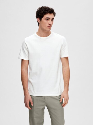 T-Shirt SELECTED en blanc : devant