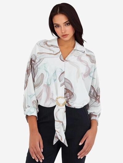 Bigdart Blusa em S em azul claro / castanho / branco, Vista do artigo