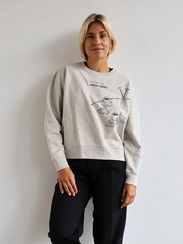Kultgut Pullover 'Coffee & Books'‌‌‌‌‌‌‌‌‌ in Beige