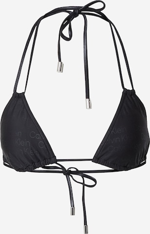 Calvin Klein Swimwear Triangle Bikini Top in Black: front