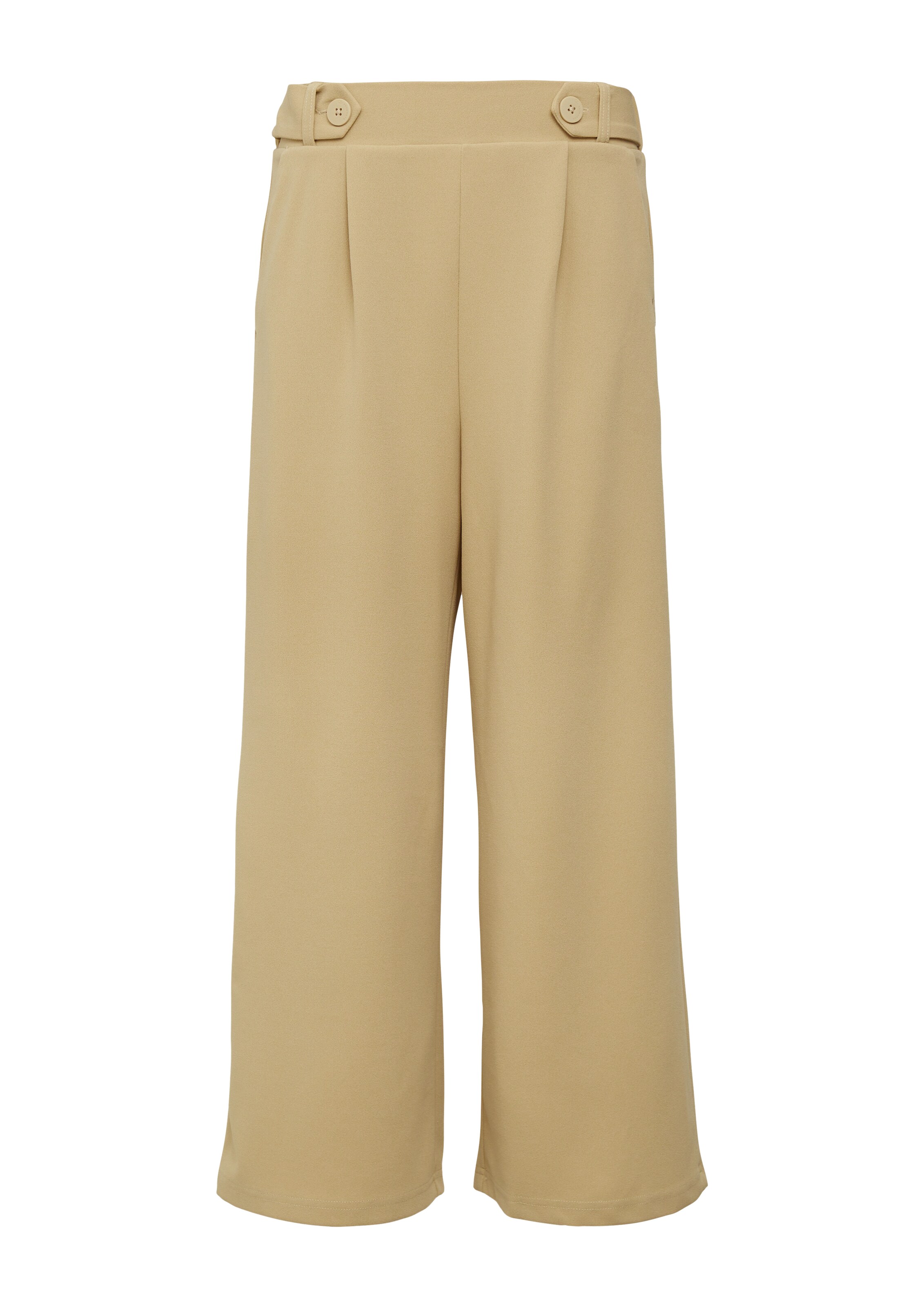 QS Bandplooibroek in Beige: voorkant