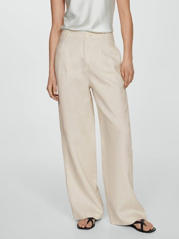 MANGO Wide leg Bandplooibroek 'Maneli' in Beige: voorkant