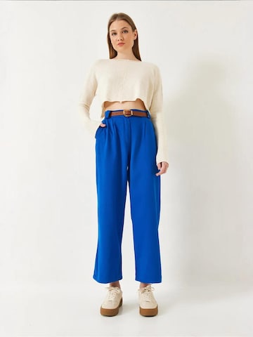Wide Leg Pantalon à pince Bianco Lucci en bleu
