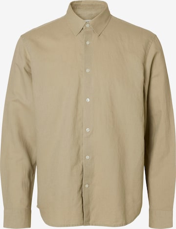 SELECTED Regular fit Button Up Shirt 'SLHCLAY' in Beige: front