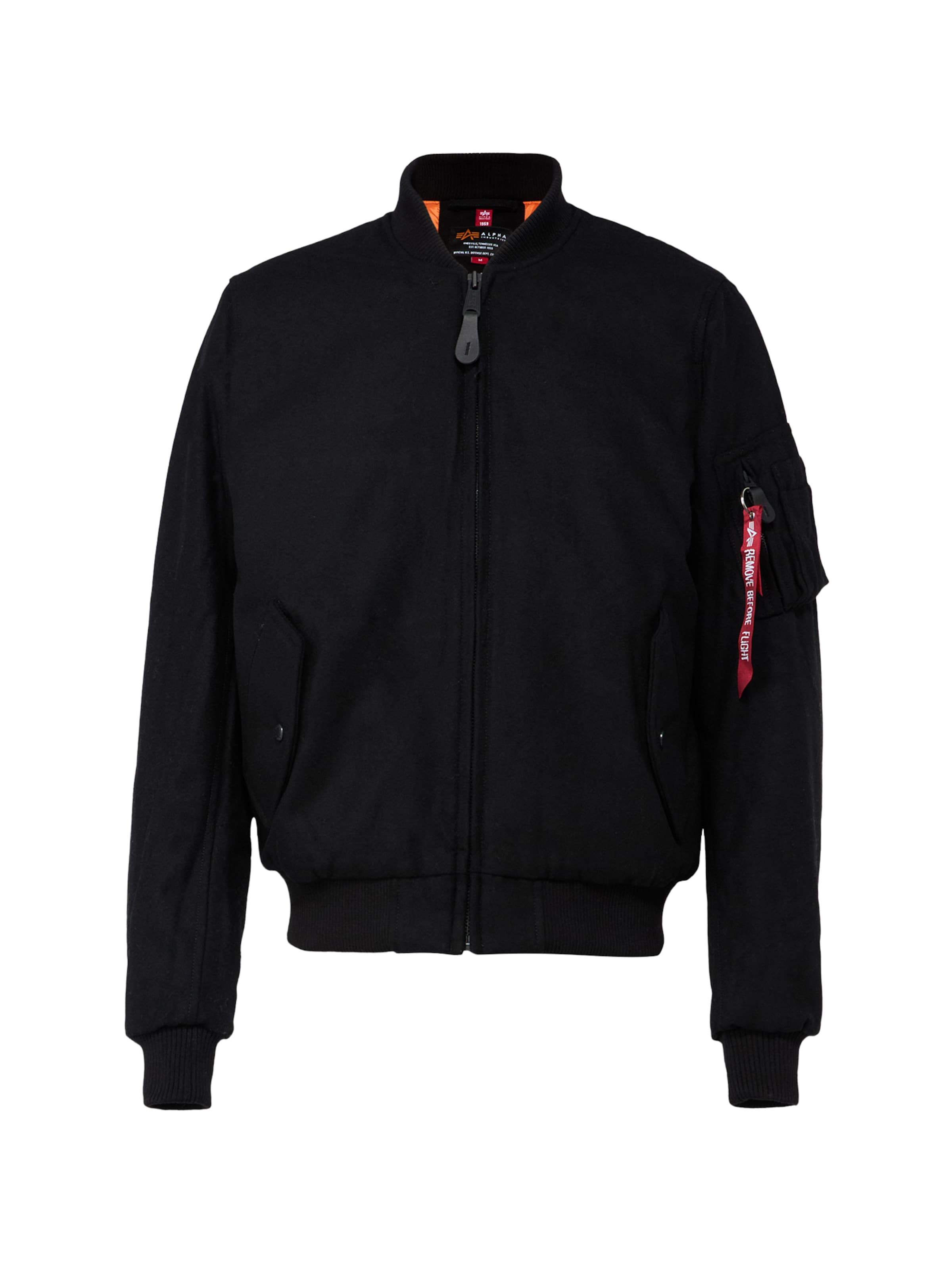 ALPHA INDUSTRIES Jacke 'MA-1' in Schwarz: Vorderseite