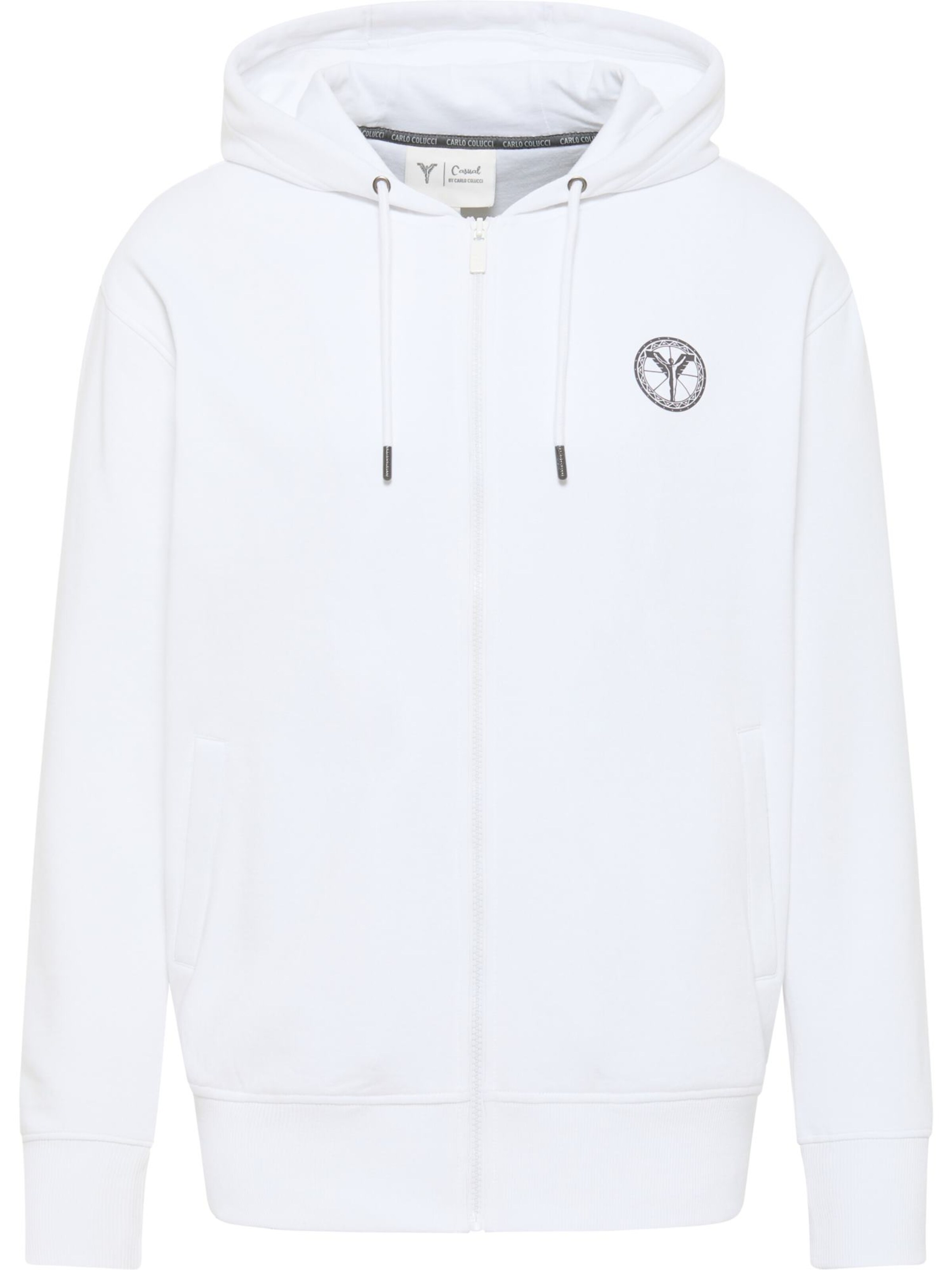 Carlo Colucci Sweatvest 'Dender' in Wit: voorkant