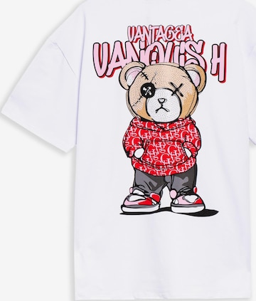 OVER STREET - Camisa 'Camiseta area zero blanca/roja urban bear oversized tee' em vermelho: frente