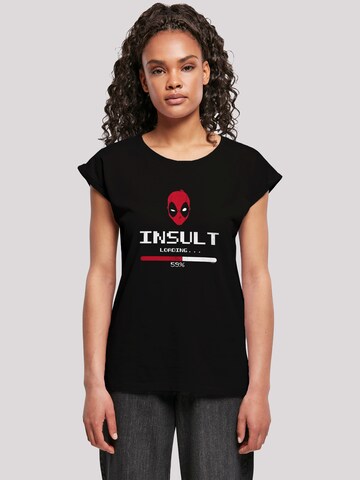 F4NT4STIC Shirt 'Deadpool Insult Loading' in Zwart: voorkant