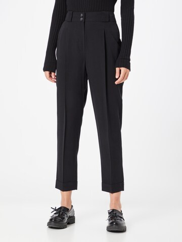 River Island Regular Trousers with creases in Black: front