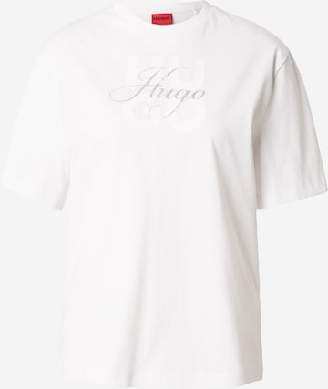 HUGO Тениска 'Dashire_5' в бяло: отпред