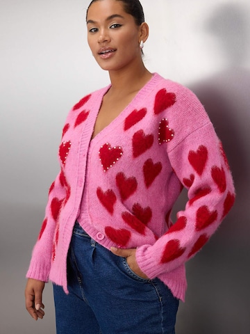 Trendyol Curve Knit cardigan in Pink: front