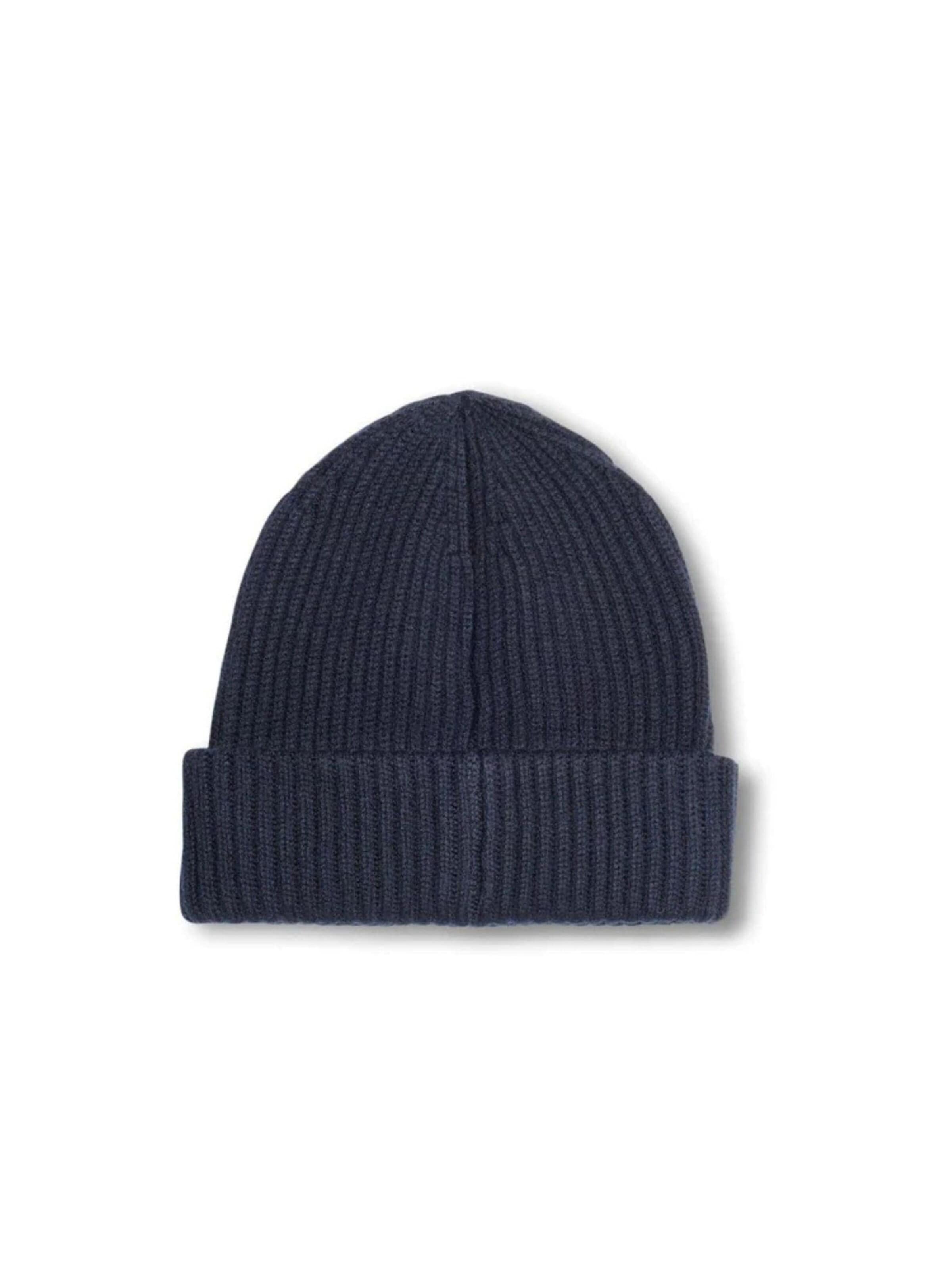 Paolo Pecora Milano Mössa 'Ribbed Merino Wool Beanie Blue' i blå