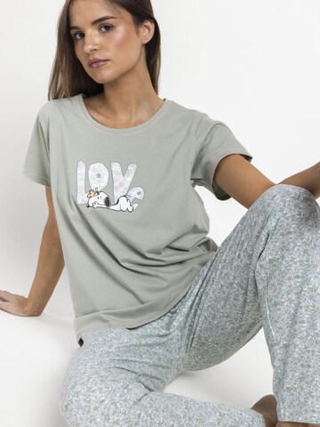 PEANUTS - Pijama 'PEANUTS Pijama Manga Corta Love Green para Mujer' en verde