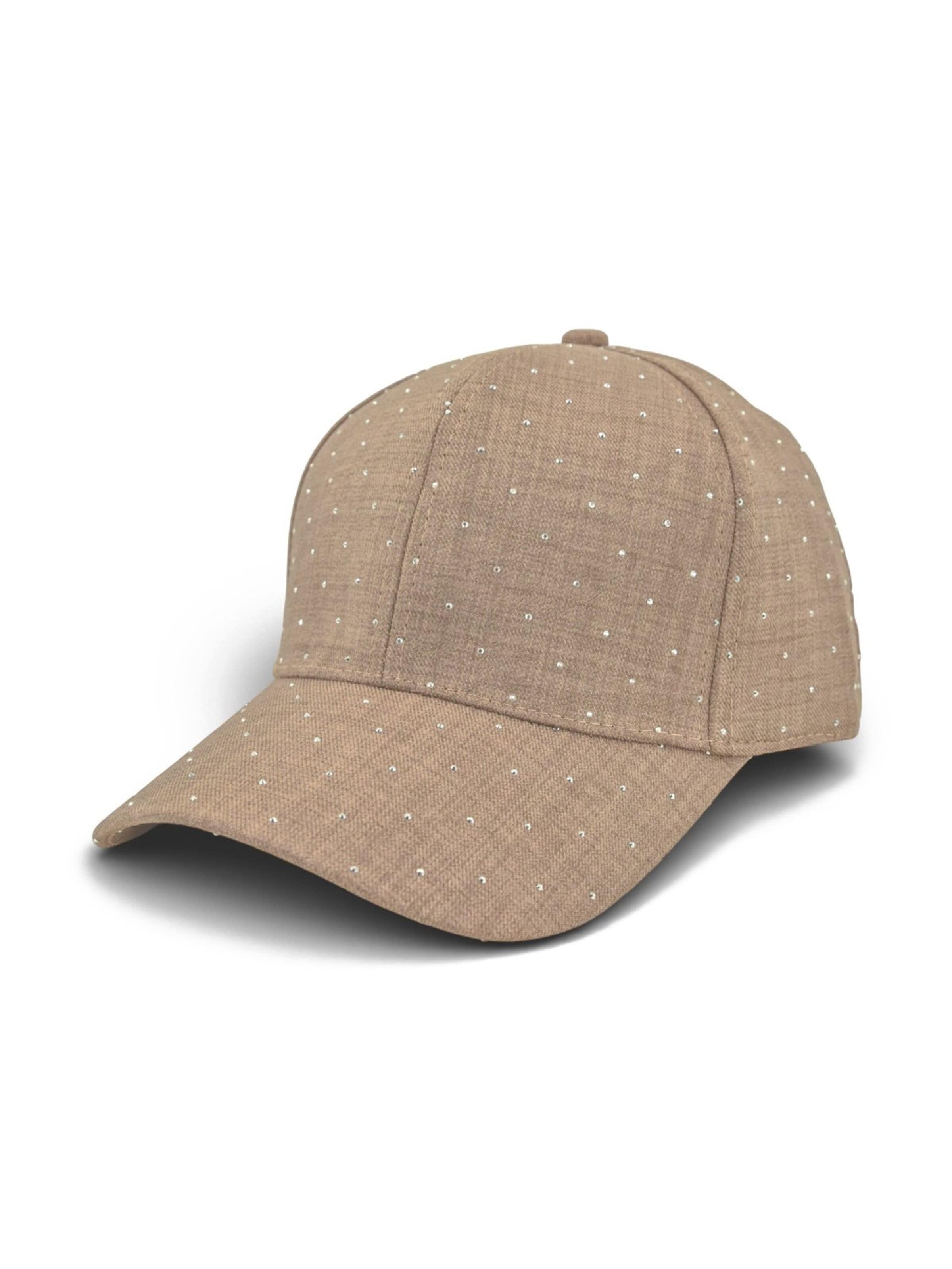 styleBREAKER Cap 'Baseball Cap Strass Glitzer Steine' in Brown: front
