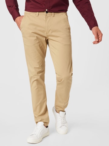 Coupe slim Pantalon chino ESPRIT en beige : devant