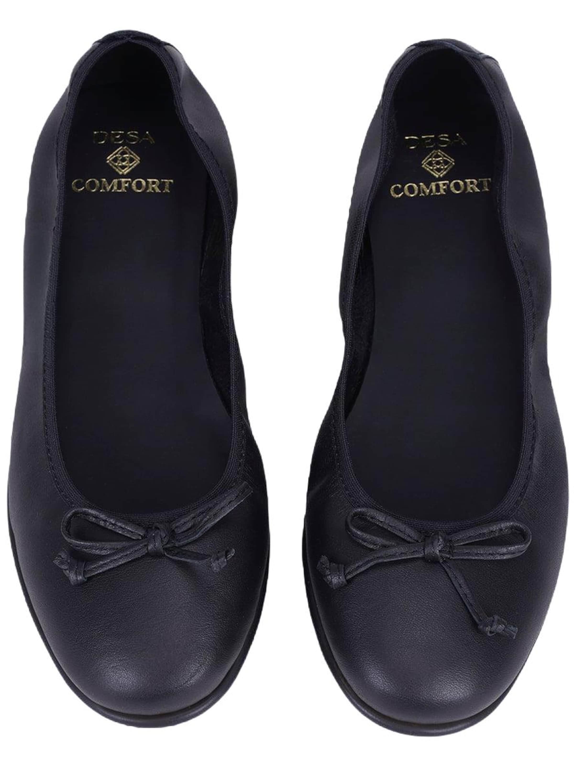 Desa - Bailarina 'DESA Damen DesaComfort Ballerinas aus Leder mit Schleifendetail' en negro