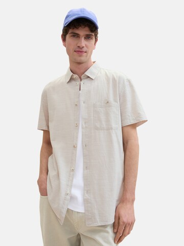 TOM TAILOR DENIM Regular fit Button Up Shirt in Beige