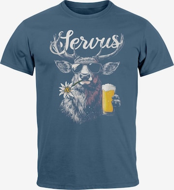 Neverless Shirt 'Servus 3 Bier' in Blue: front