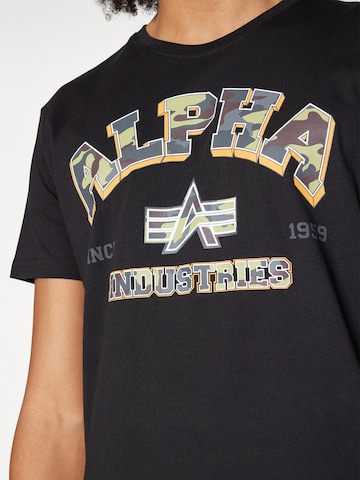 ALPHA INDUSTRIES Tričko 'College' - Čierna