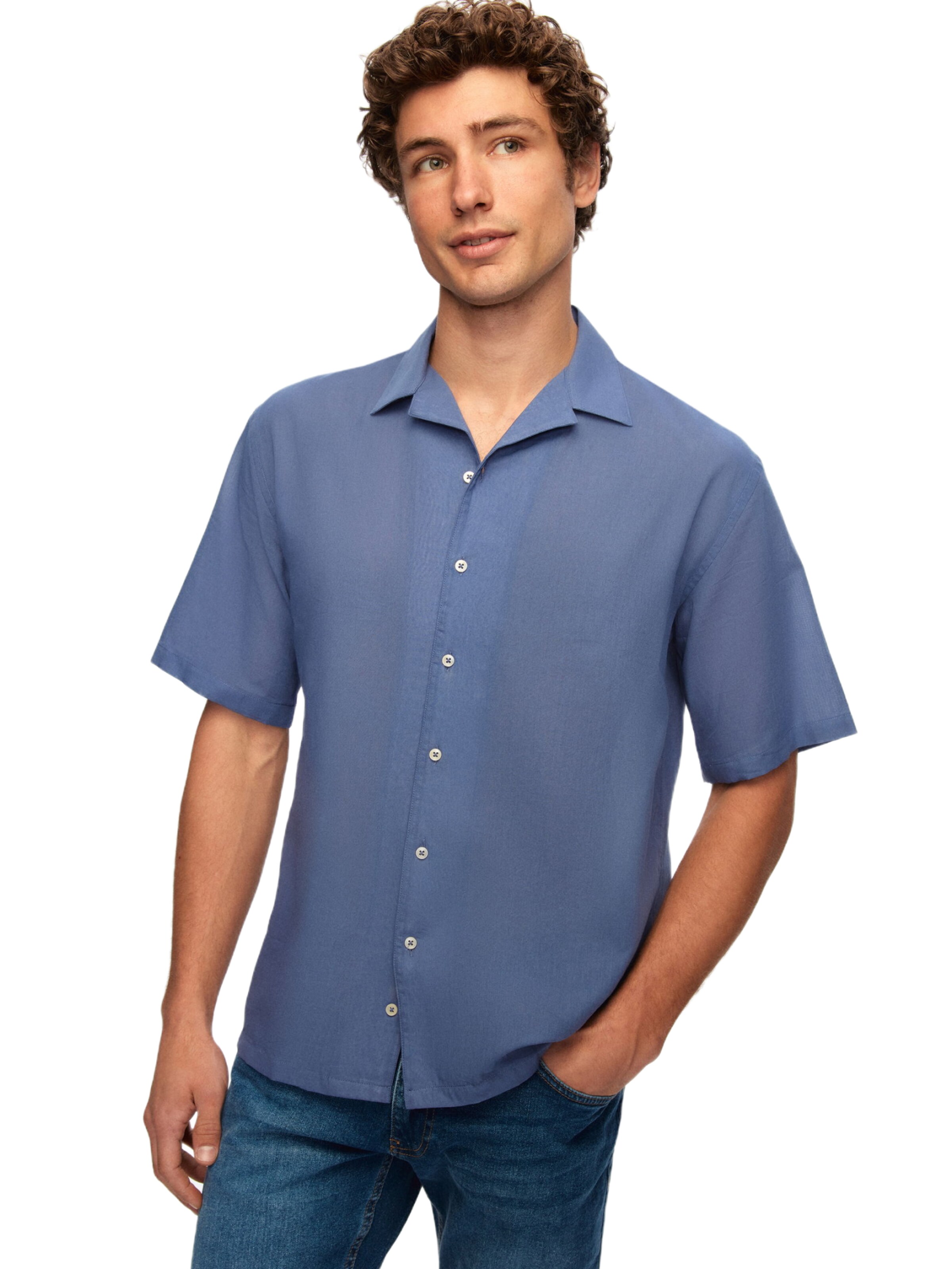 D’S Damat Regular fit Overhemd in Blauw: voorkant