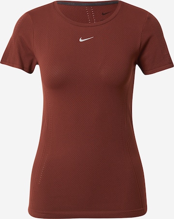 NIKE Performance shirt 'AURA' in Brown: front