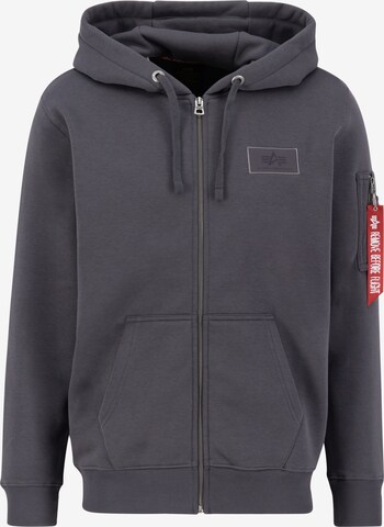 ALPHA INDUSTRIES Zip-Up Hoodie in Grey: front