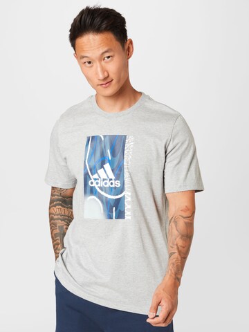 ADIDAS SPORTSWEAR Performance Shirt 'Bagde of Sport Courts Graphic' in Grey: front