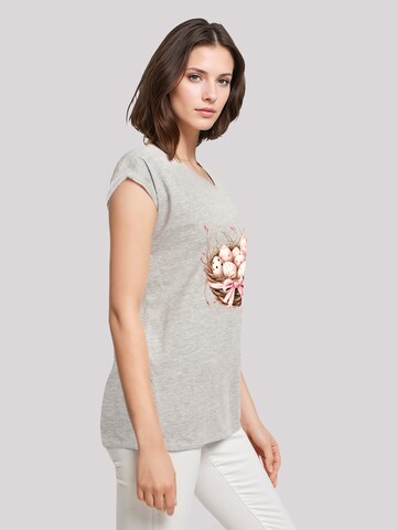 F4NT4STIC T-Shirt 'Osterei Nest Korb Dekor' in Grau