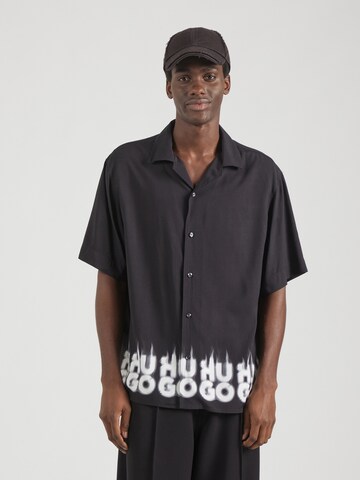 HUGO - Ajuste confortable Camisa 'Espino' en negro: frente