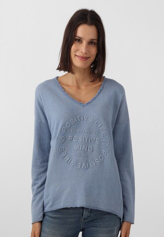 Sweat-shirt Zwillingsherz en bleu : devant