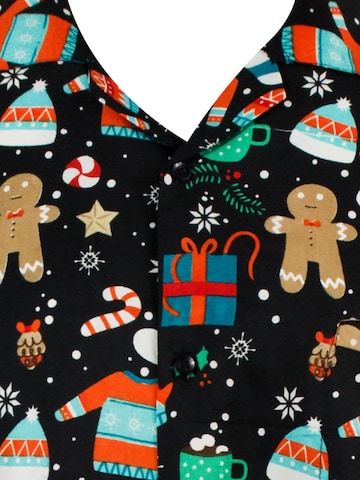King Kameha Regular fit Overhemd 'Christmas Gingerbread' in Zwart