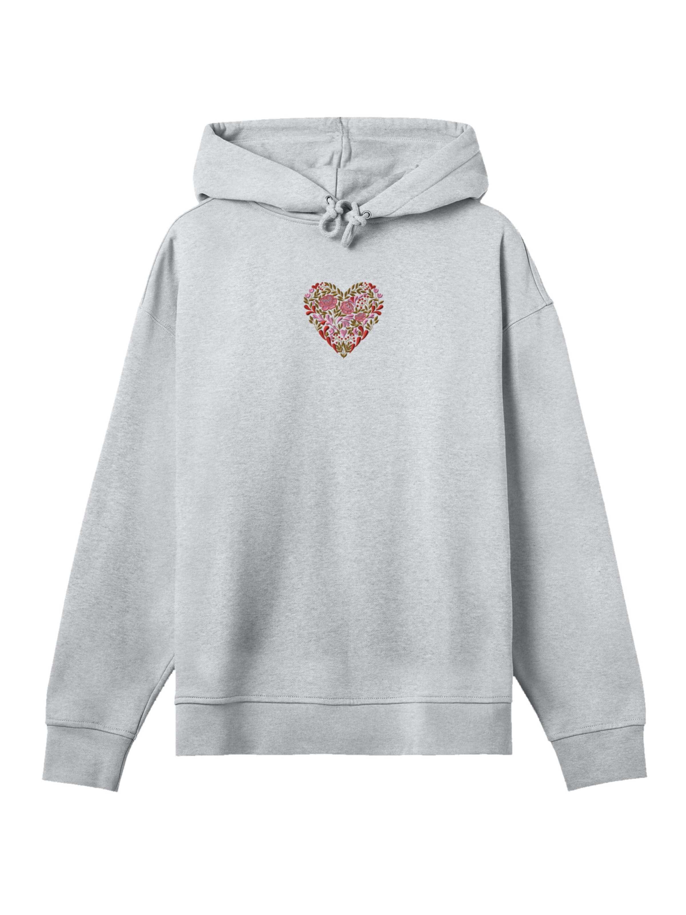 Pull-over 'Blumen Herz bestickt' F4NT4STIC en gris : devant