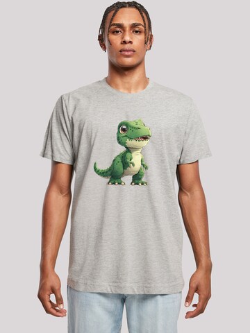 T-Shirt 'Süßer grüner Dino' F4NT4STIC en gris : devant