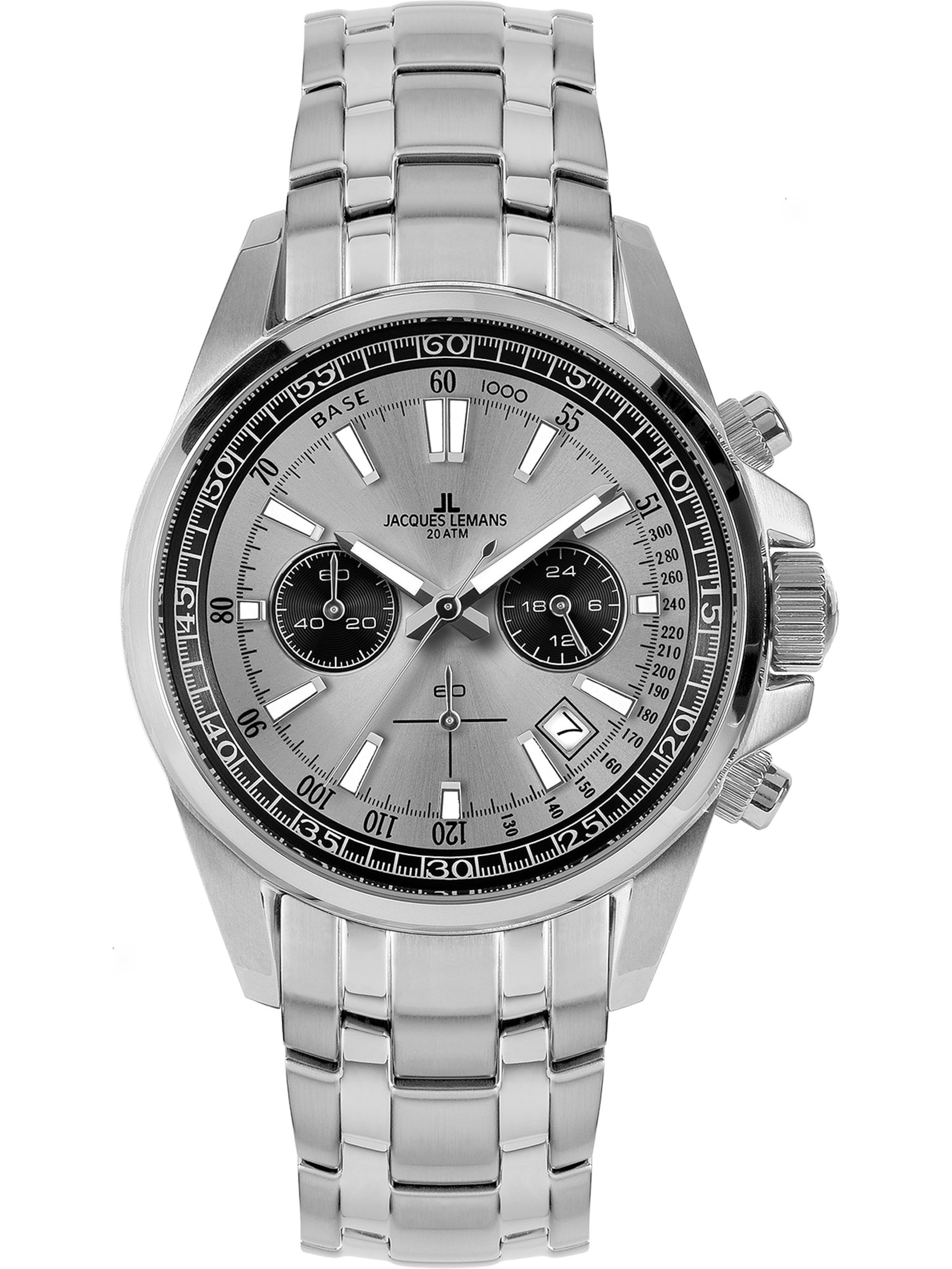 Jacques Lemans Analoguhr in Silber: Vorderseite